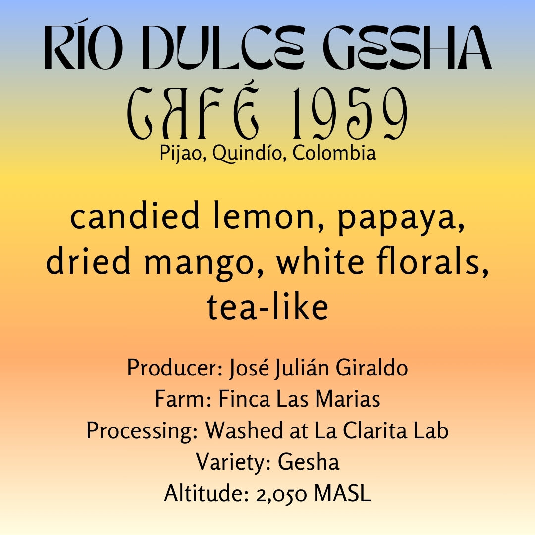 Río Dulce Gesha - José Julián Giraldo, Cafe 1959 packshot