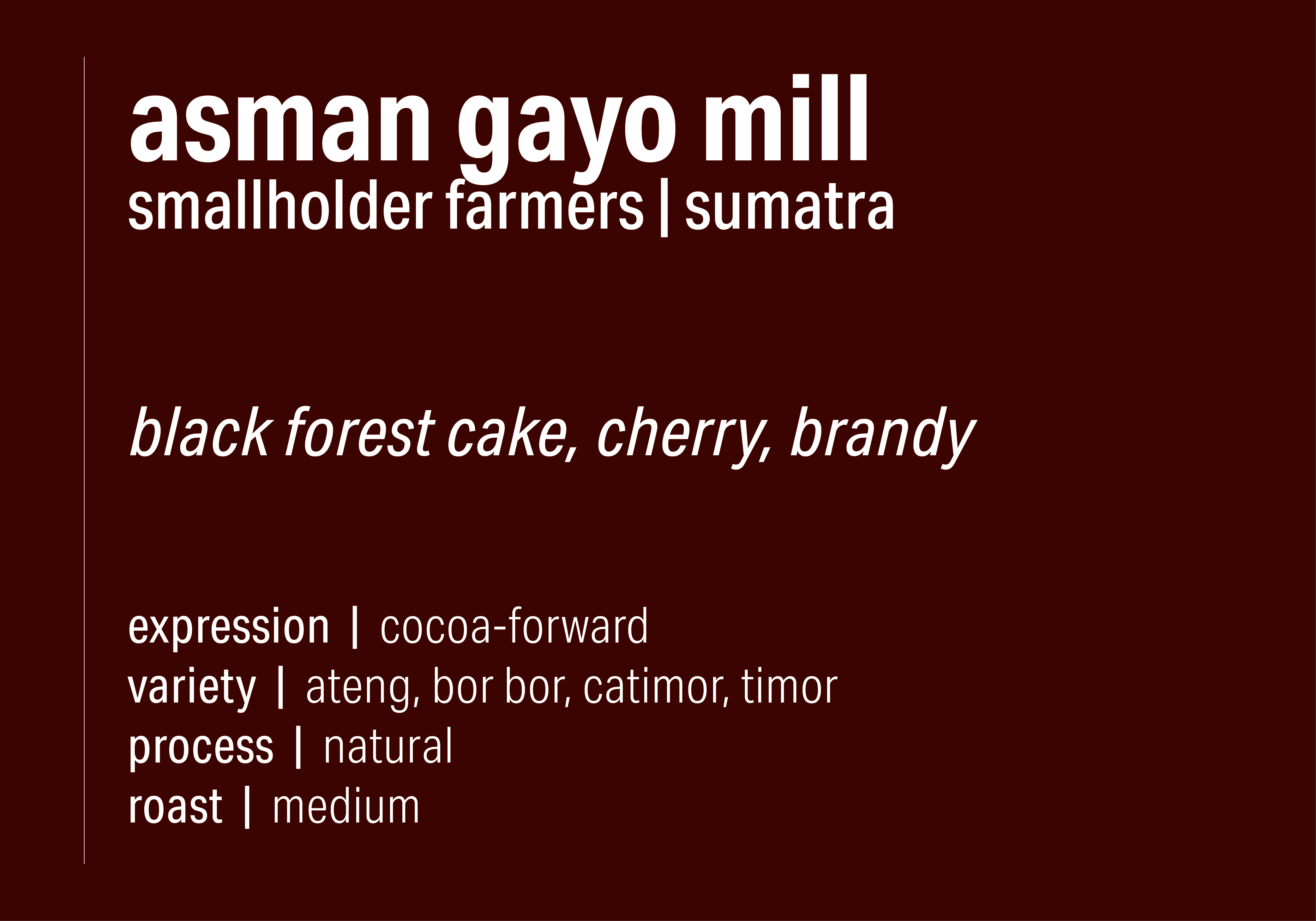 Asman Gayo Mill - Sumatra Natural - Sumatra packshot